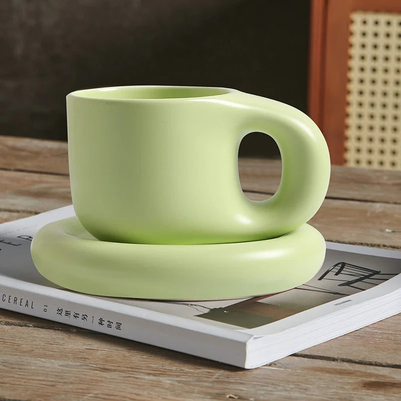 Handmade Chubby Mug Creative Nordic Home Decoration & Oval Plate
