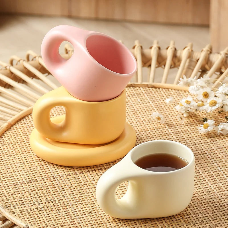 Handmade Chubby Mug Creative Nordic Home Decoration & Oval Plate