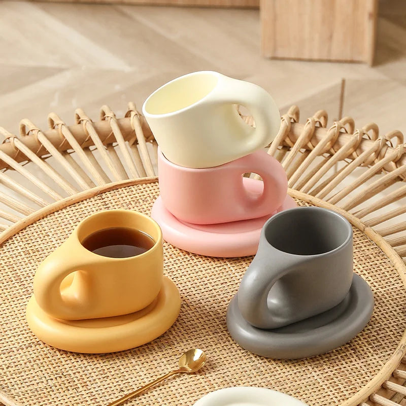 Handmade Chubby Mug Creative Nordic Home Decoration & Oval Plate