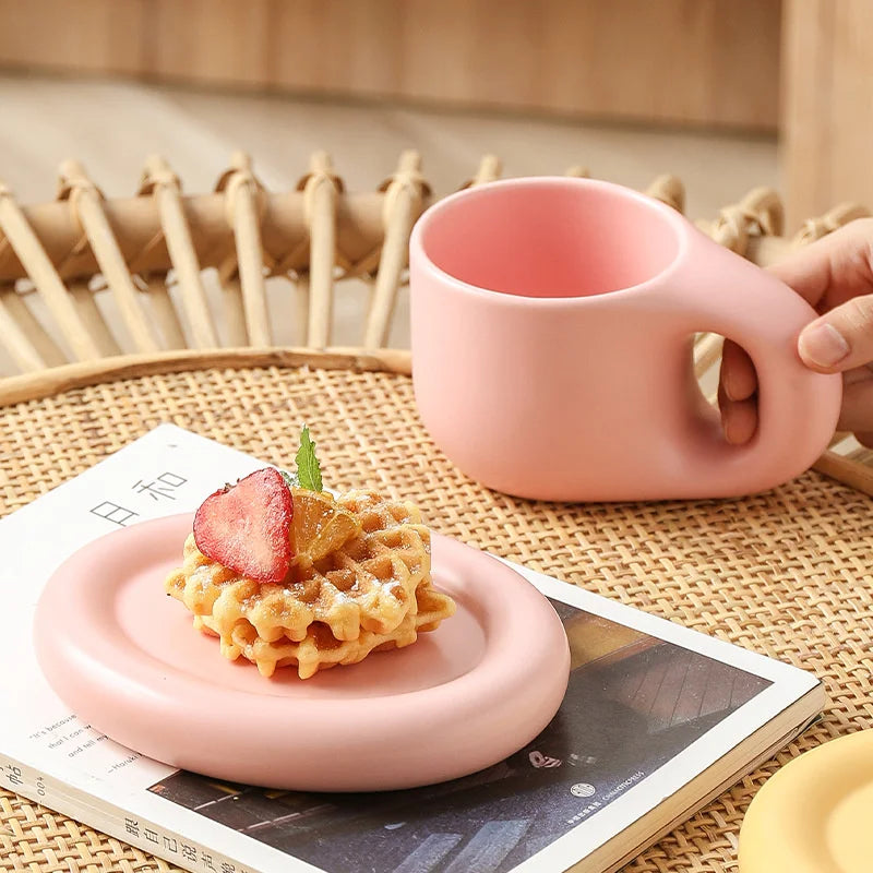 Handmade Chubby Mug Creative Nordic Home Decoration & Oval Plate